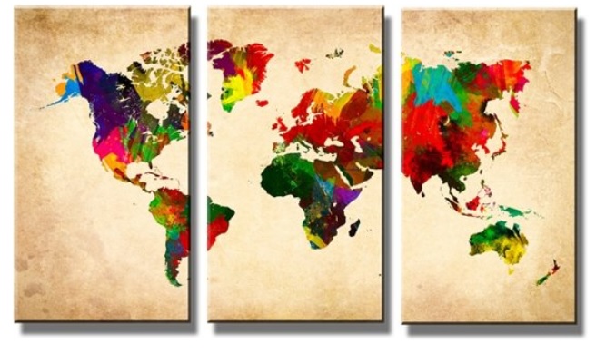 drie-delige wereldkaart cadeau geven